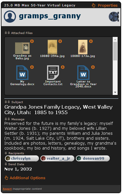 sample virtual legacy